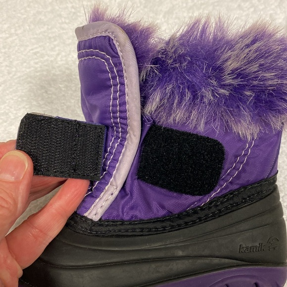 Kamik Girls Sugar Plum Snow Boots Purple Faux Fur Lined Hook Loop Round Toe 6 - Picture 6 of 9